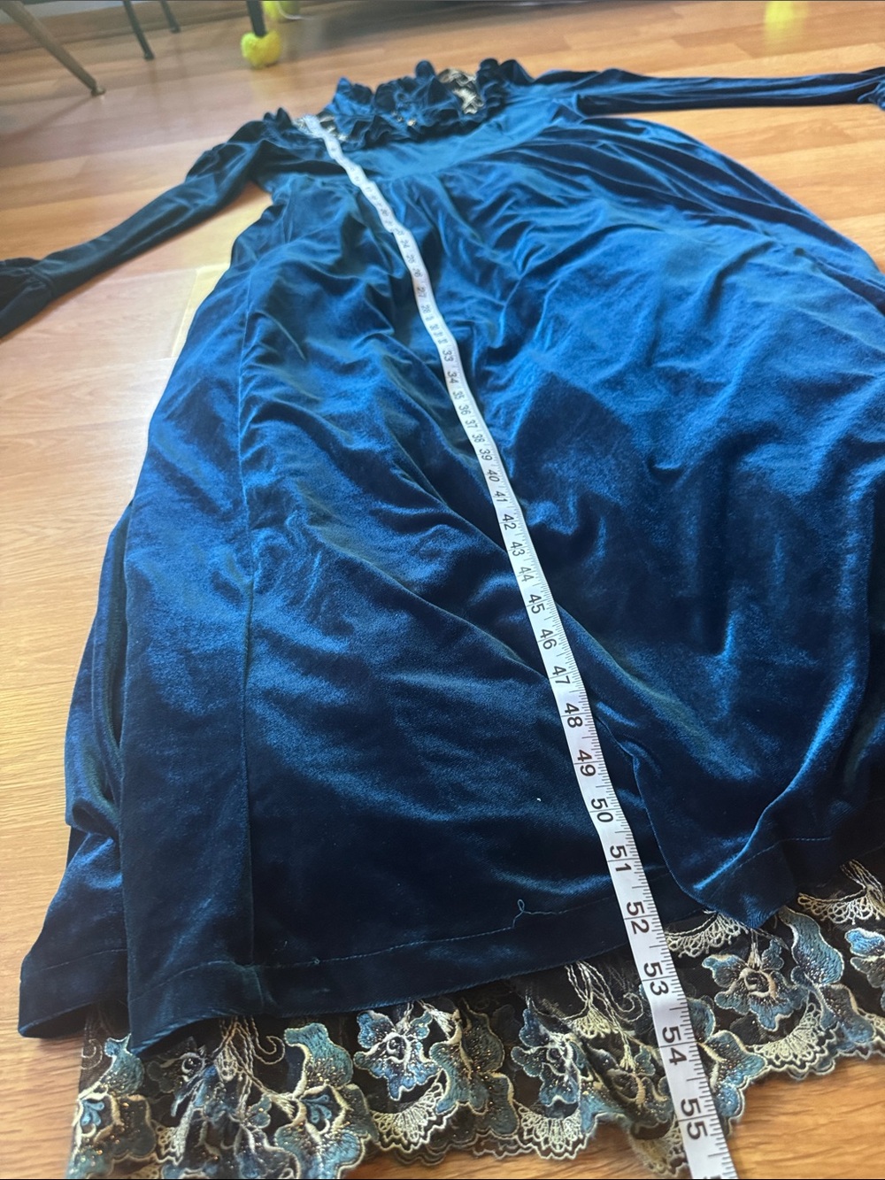 2XL Victorian Choice Prussian Blue Velvet Gown Edwardian Vintage Dress Gothic - Picture 8 of 16